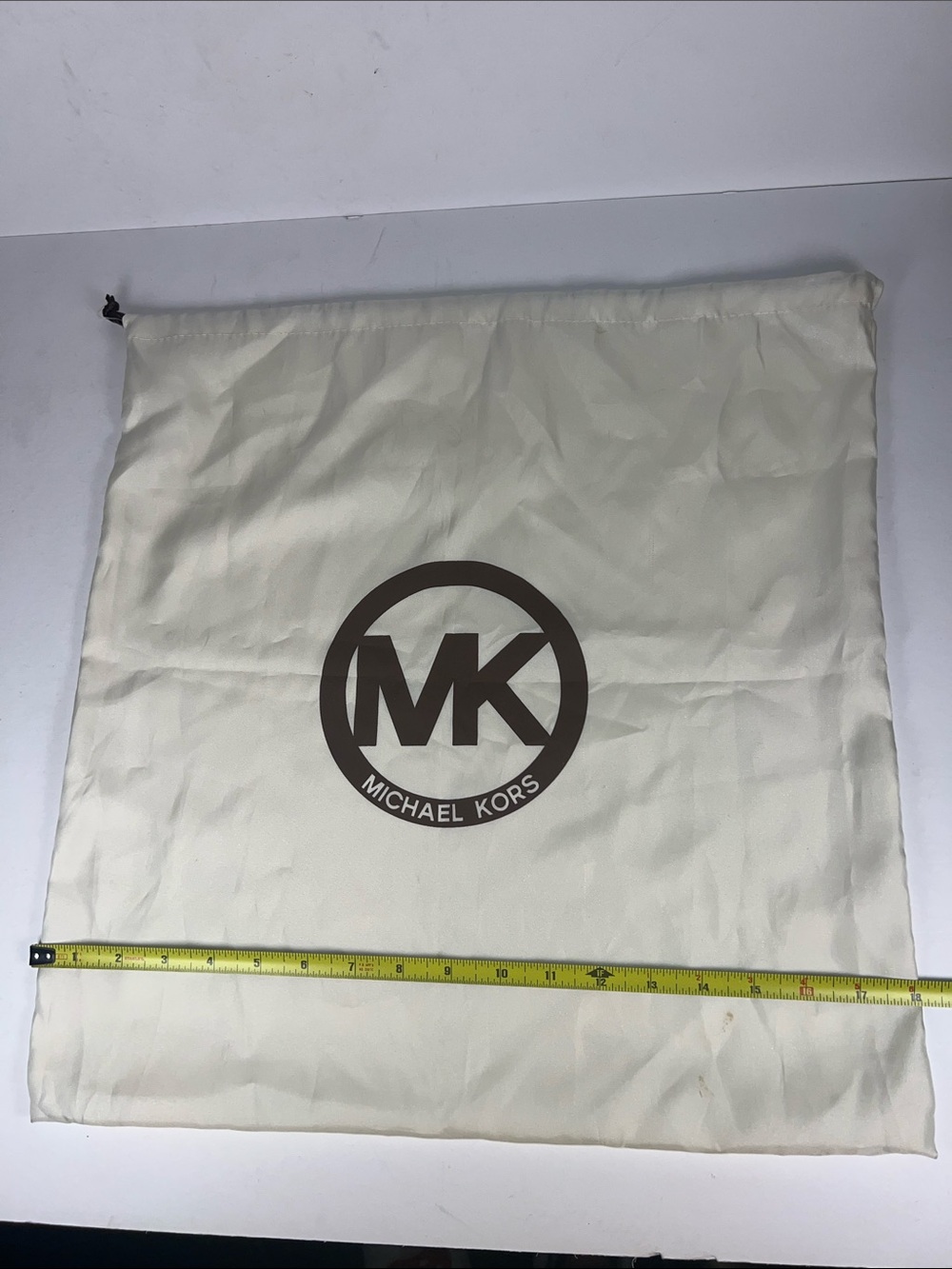 Michael Kors Cream and Brown MK Logo Drawstring Dust Bag